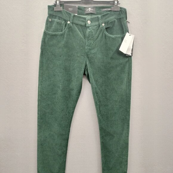 7 FOR ALL MANKIND Men's 30x31 Corduroy Slimmy Slim Tapered Hunter Green $218MSRP - Picture 1 of 10